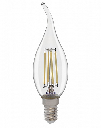 Лампа светодиодная свеча на ветру ФИЛАМЕНТ Е14 5W 4500K GLDEN-CWS-B-5-230-E14-4500