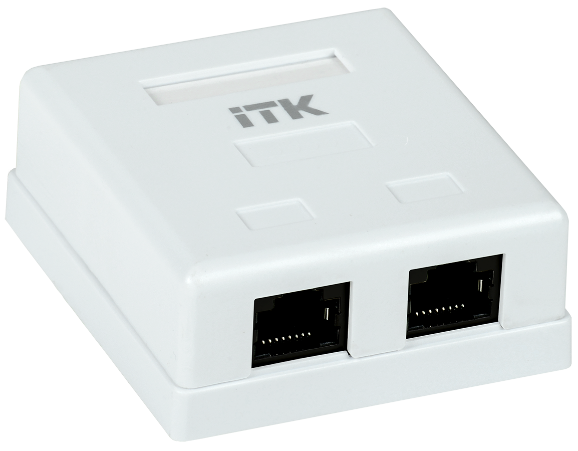 ITK Настенная информационная розетка RJ45 8P8C кат.5E UTP 2-порта белая