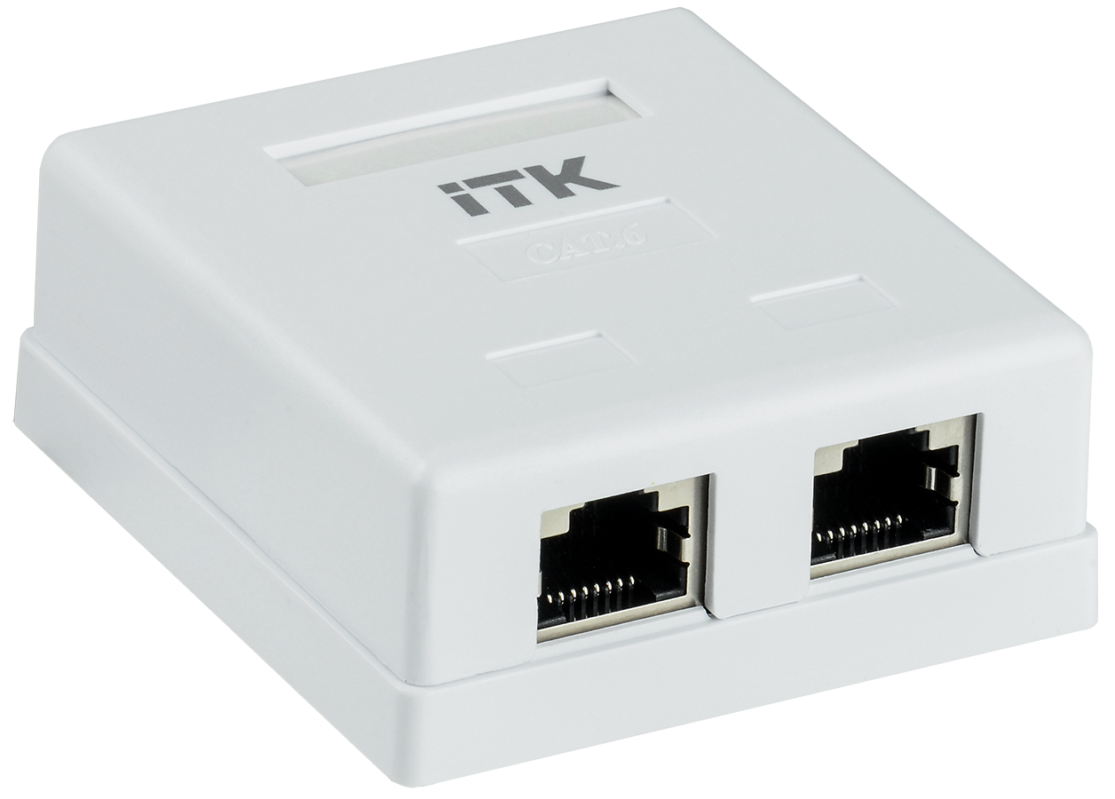 ITK Настенная информационная розетка RJ45 кат.6 FTP 2-порта