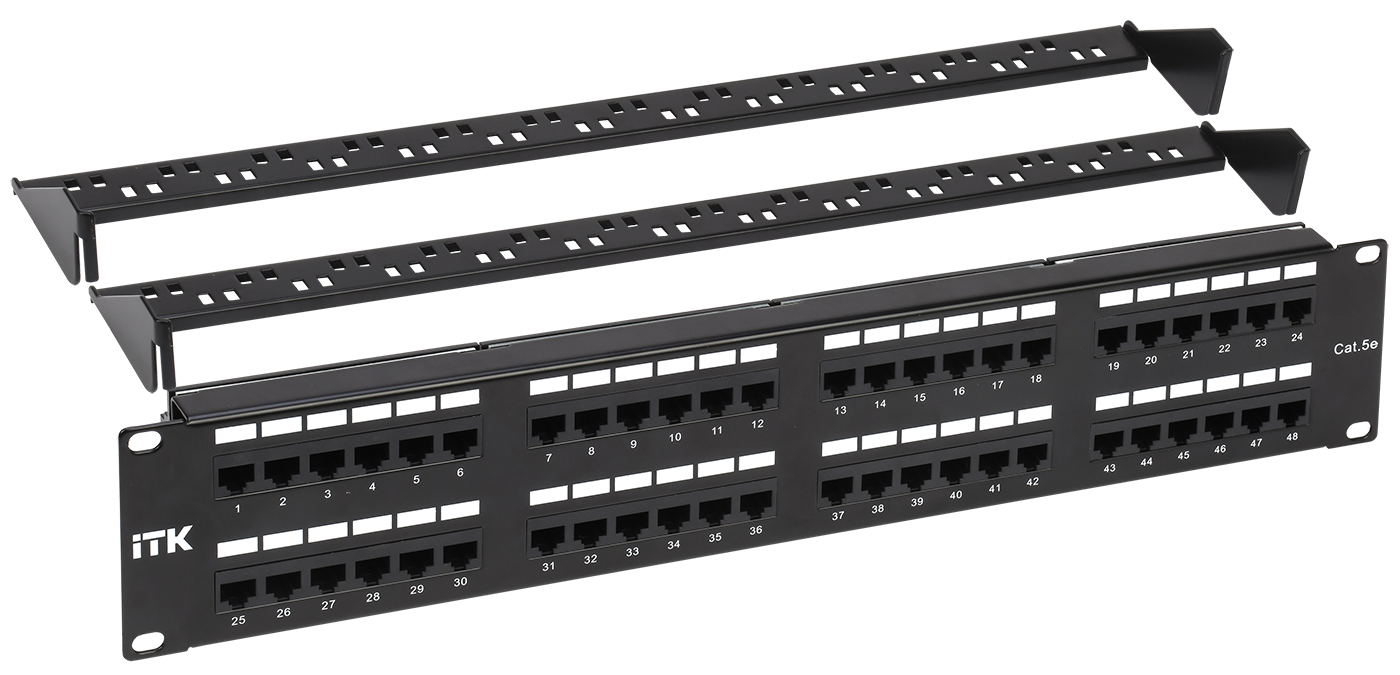 ITK 2U патч-панель кат.5E UTP 48 портов (Dual) с кабельным органайзером