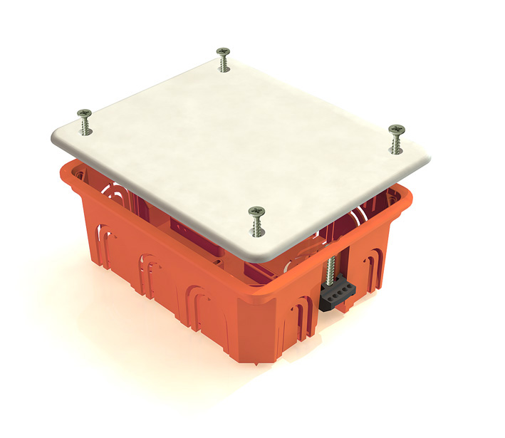 Коробка распределительная 92х92х45мм для полых стен с металлическими зажимами (126шт/уп), ТМ ГРИНЕЛ