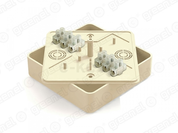 Коробка распределительная для наружного монтажа 100х100х29мм с клеммной колодкой ЗВИ-10 (2,5-6мм2) 6
