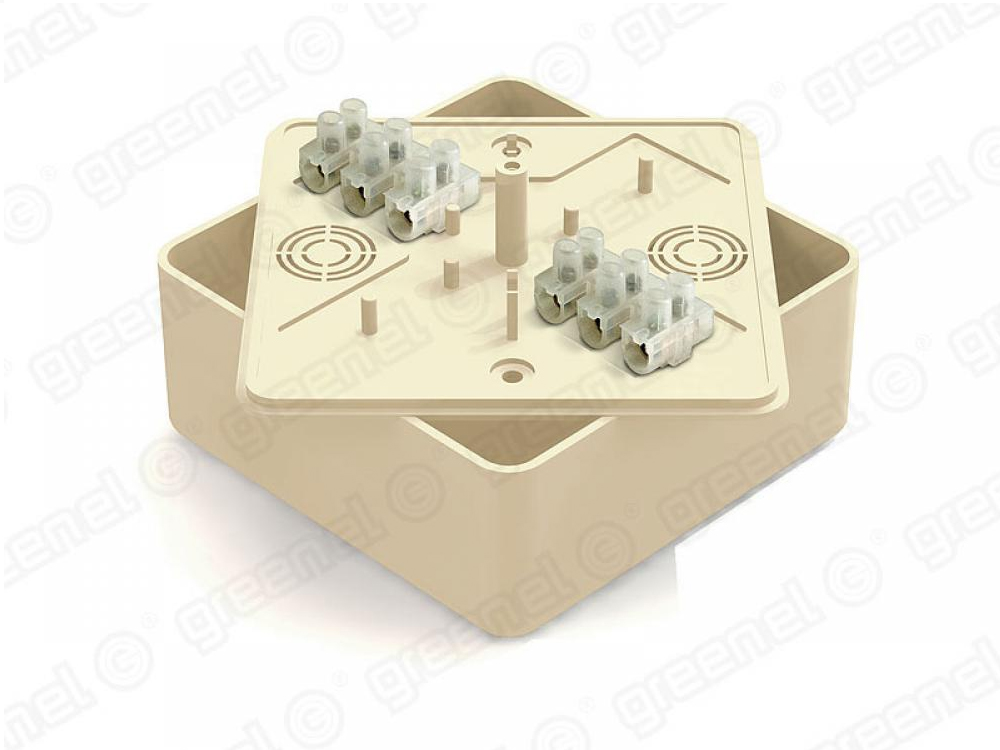 Коробка распределительная для наружного монтажа 100х100х44мм с клеммной колодкой ЗВИ-10 (2,5-6мм2) 6